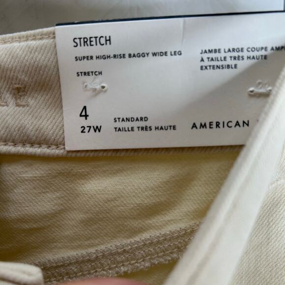 American Eagle NWT baggy wide leg high rise carpenter pants size 4 cream - Picture 4 of 11